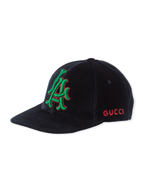 la angels gucci hat|Gucci LA Angeles MLB Velvet Baseball Hat .